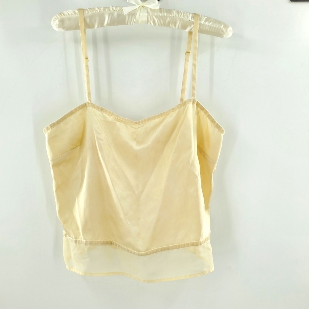 Victoria Secret vintage ivory satin finish and sheer trim camisole M